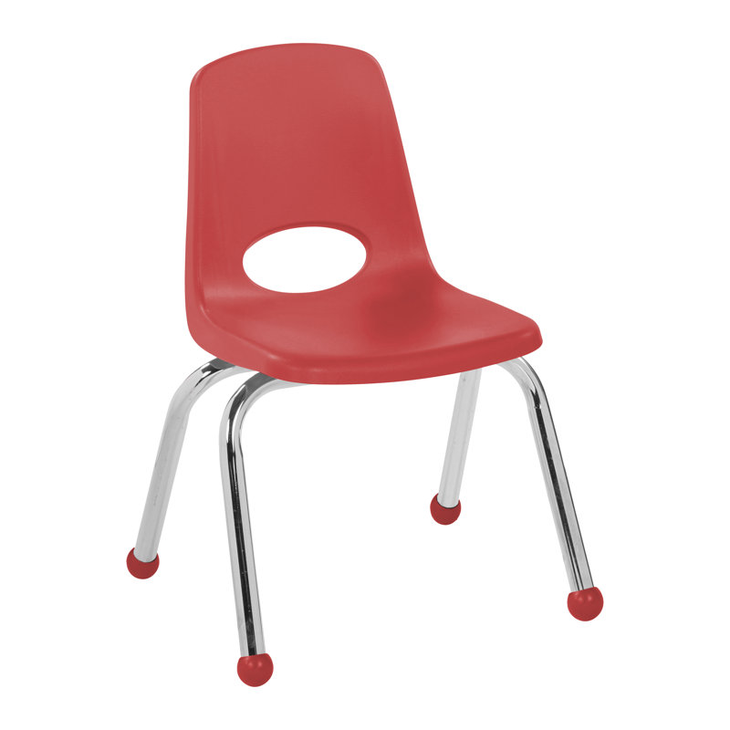 Chaise empilable 12 pouces avec patins à billes, 96 pièces / palette , Rouge, 12", 96