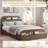 Twin Size Low Platform Bed Frame With Headboard And Footboard Floor Design Noise Free No Box Spring Needed Easy Assembly Walnut Color Bed Frame Only-1022290876-1022290874
