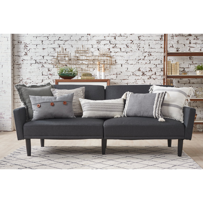 Gray Linen Envelope Lumbar Pillow with Wooden Buttons