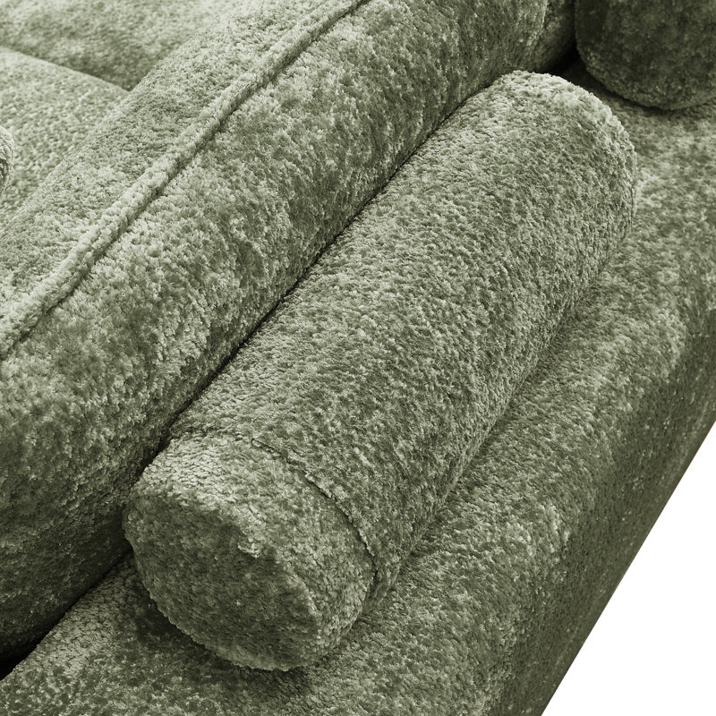 Canapé modulaire en forme de L 107 po avec repose-pieds mobile et coussins pour le salon, Green Boucle