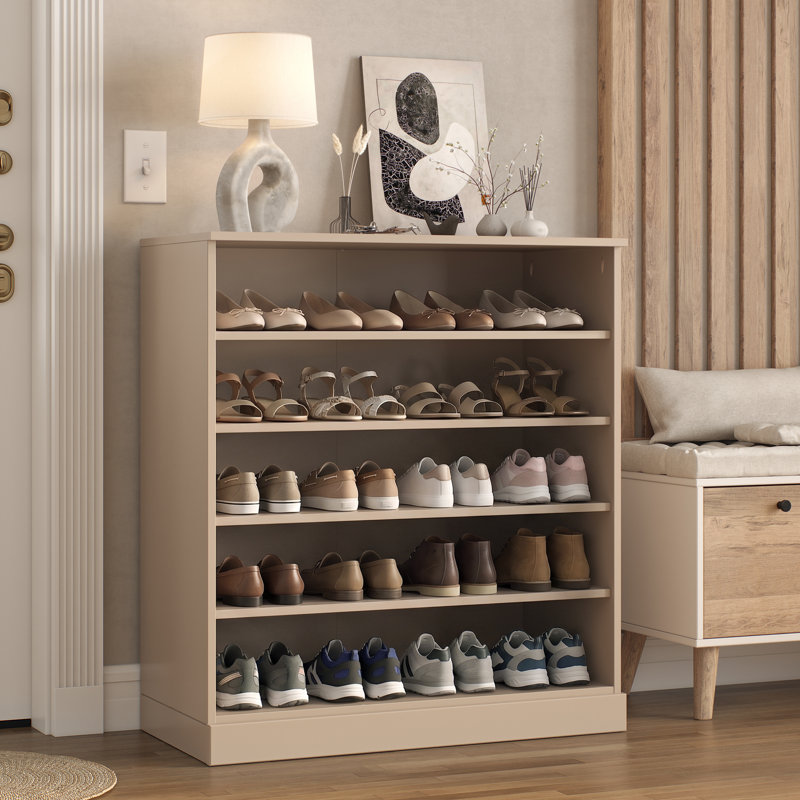 Armoire de rangement à chaussures 100% en bois massif avec tablettes réglables, organisateur de vestibule empilable et peu encombrant, l 32 po x H 35,75 po