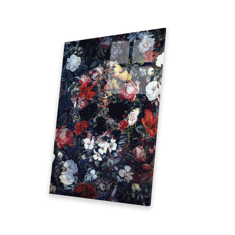 Fleur crâne II - peinture sans cadre