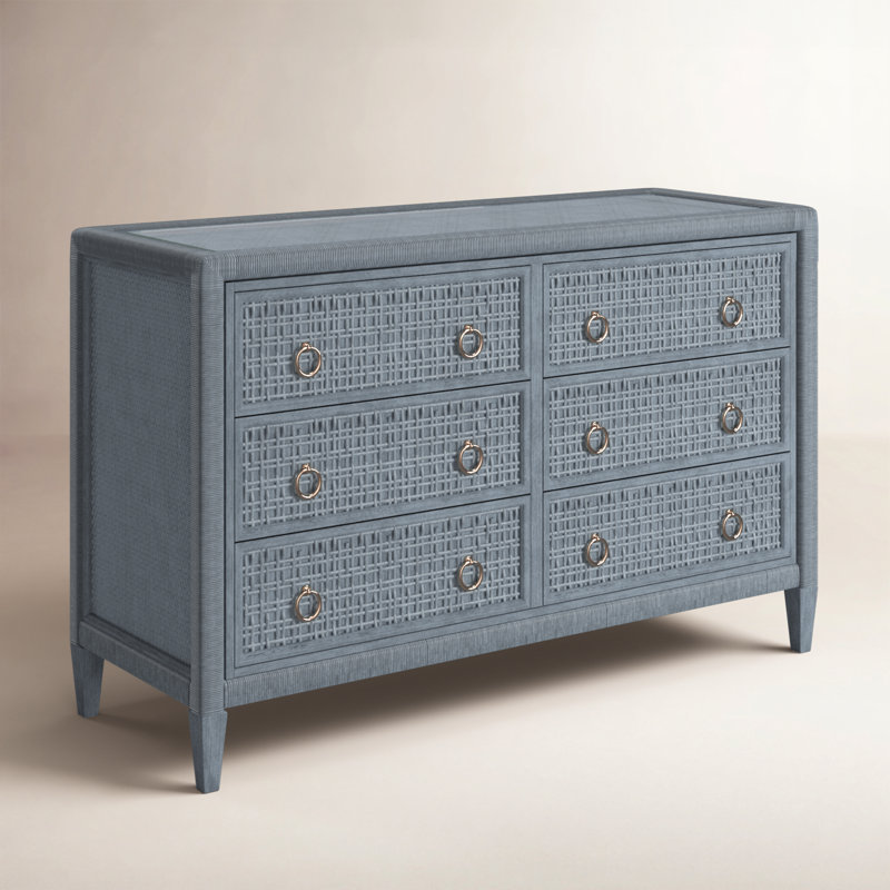 Naples 6 Drawer 54'' W Dresser, Sea Glass, Yes, Satin Nickel