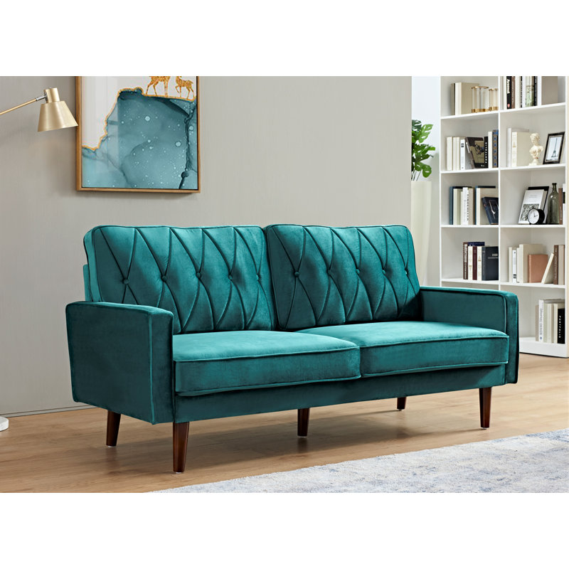 Deedie 69.3'' Velvet Sofa, Black Velvet, 31.5'' H X 69.3'' W X 33.5'' D