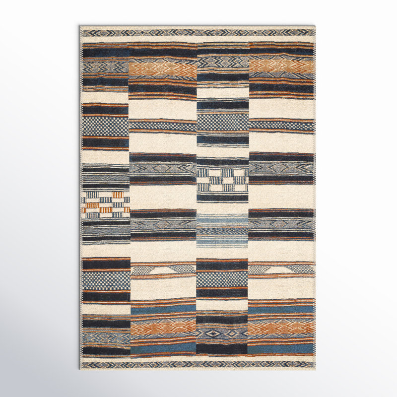 Tapis à rayures multicolores pour l'intérieur et l'extérieur Oniel, Rectangle 5 pi 3 po x 7 pi 8 po