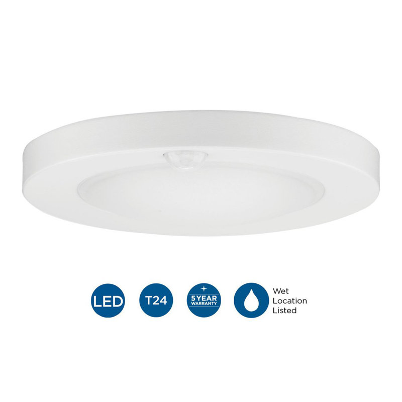 White LED Indoor/Outdoor Drum Flush Mount Light