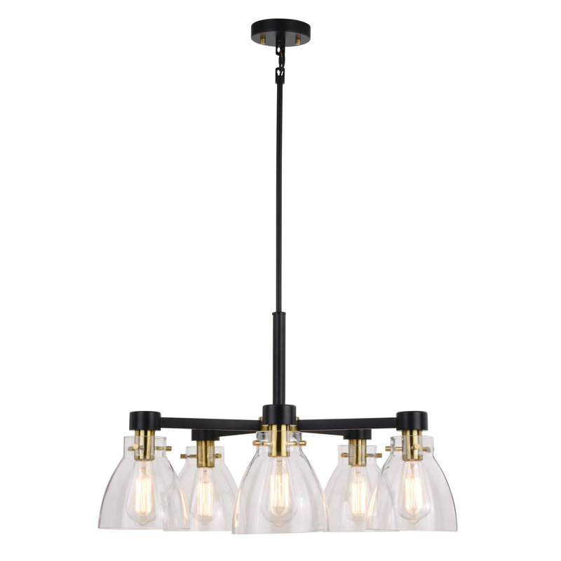 Lustre contemporain 5 lumières noir et or Rentschler