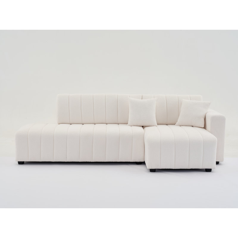 Canapé modulaire Nargis, Laine d'agneau beige, Orienté à droite