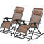 2 chaises berçantes d'extérieur, chaise berçante pliable à gravité zéro avec coussin, porte-gobelet et téléphone, brun. Structure en métal, chaise d'escalade en tissu respirant, support 2Pcs Space Efficient Choice. Brun
