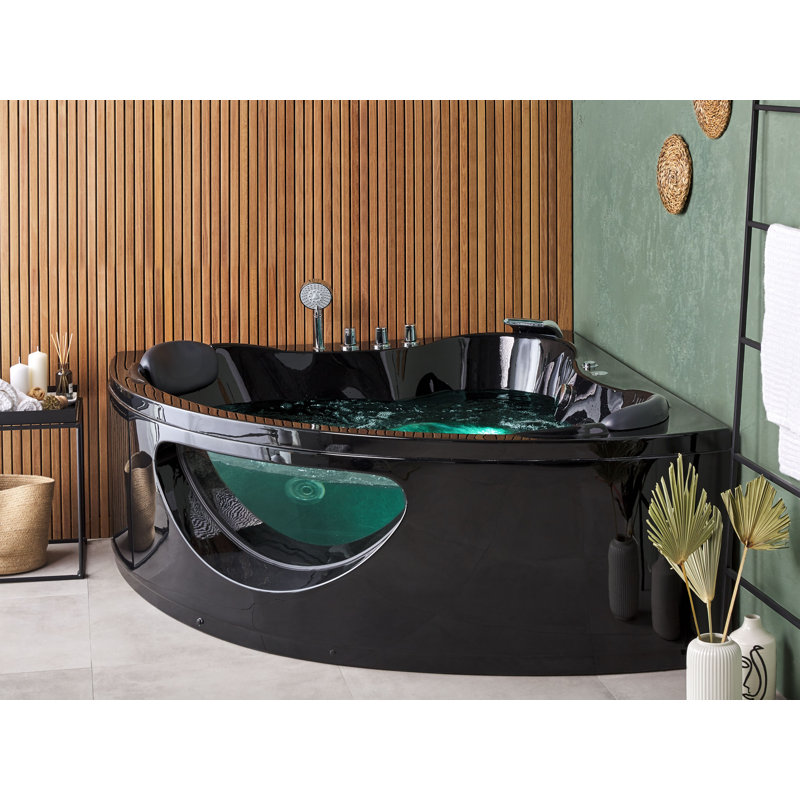 Mummert x Corner Whirlpool Acrylic Bathtub, White, 60cm H x 207cm W x 150cm L