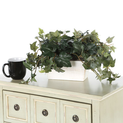 14'' Faux Ivy Plant in Wood Planter