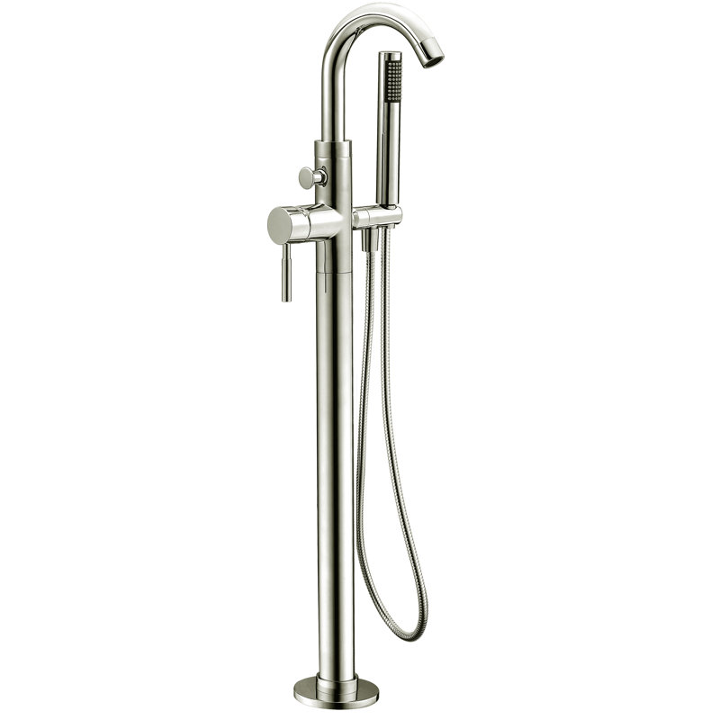1 Handle Floor Tub Filler with Diverter, Brushed Nickel