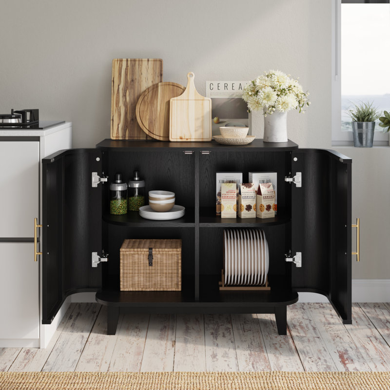 Buffet de coin arrondi 31,5 po avec tablette réglable, Noir