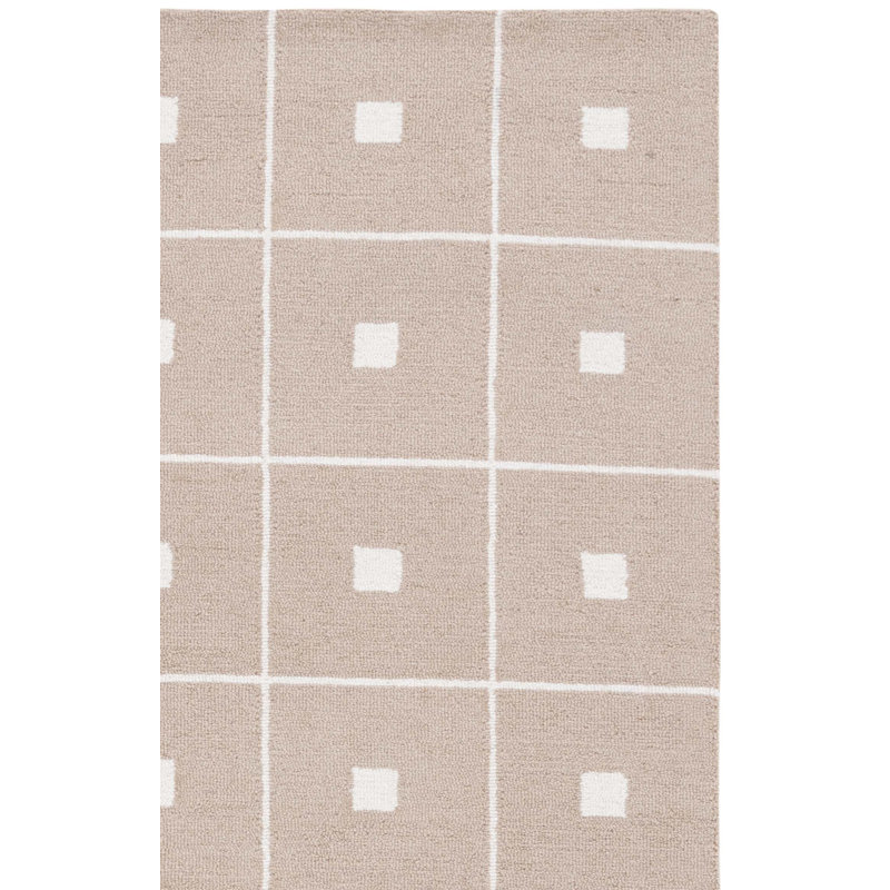 Martha Stewart 300 Hand Tufted Wool/Cotton with Latex Geometric Rug in Beige, Square 6'