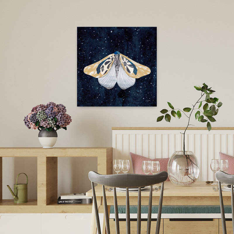 Art mural contemporain Elegant Moth II, H 18" x l 18"