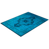 Overdyed Hand-Knotted Wool Modern-Contemporary Blue Area Rug 10' 2" x 13' 10"