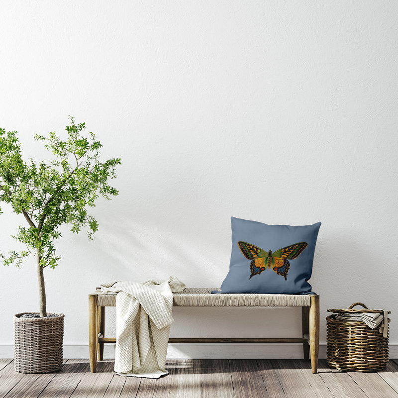  Polyester/Polyester Blend Throw Square Pillow Cover & Insert by E by Design, Blue, 26" x 26"