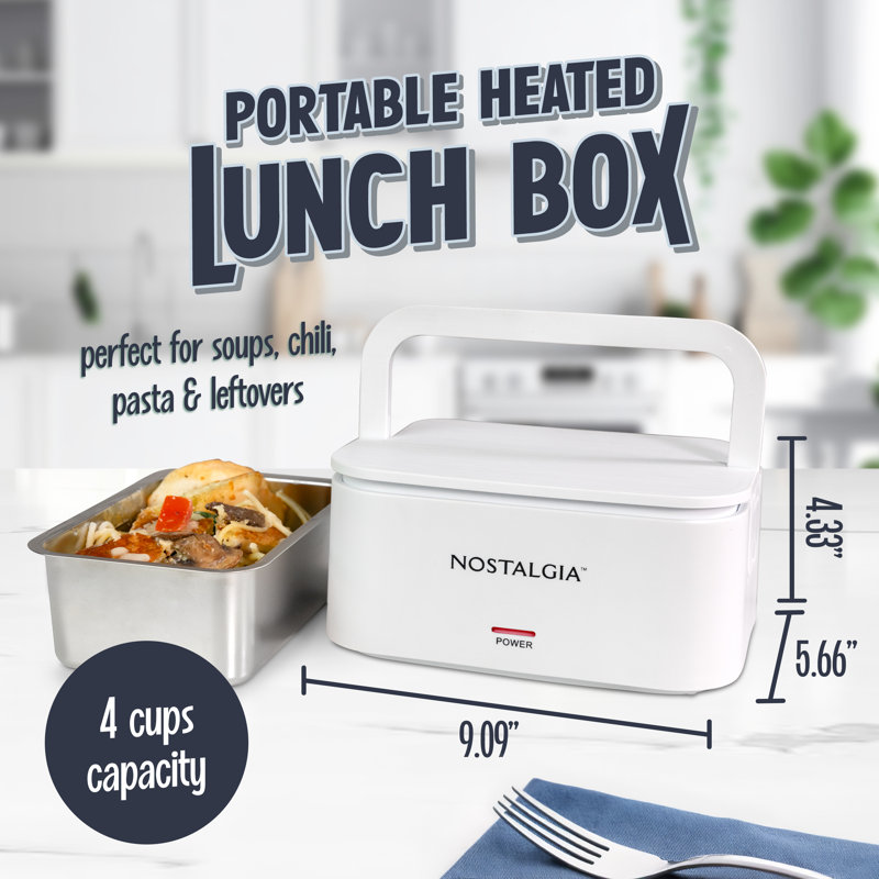 Nostalgie 32 oz Boîte à lunch portable et chauffée, Blanc