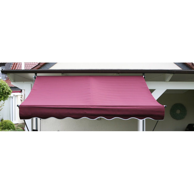 Dakota Fields 2cm W x 1.3cm D Fabric Cover Retractable Patio Awning, Bordeaux