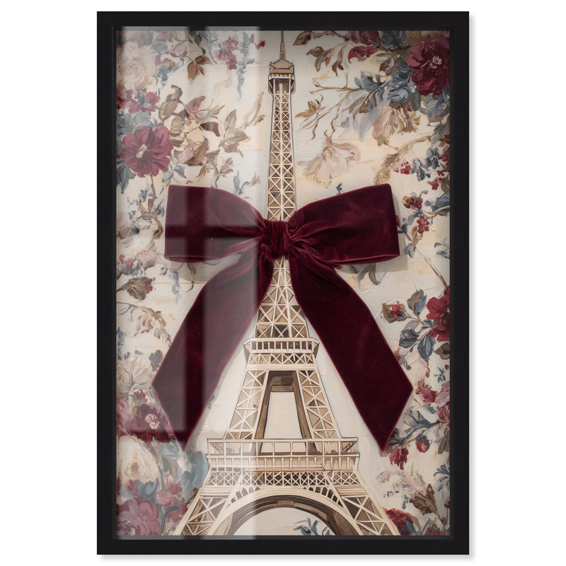 Delicate Eiffel Tower Glam Art Shadowbox Print par Art Remedy, Noir, H 16 po x l 11 po