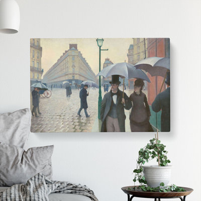 Paris Street On A Rainy Day by Gustave Caillebotte - Wrapped Canvas Painting