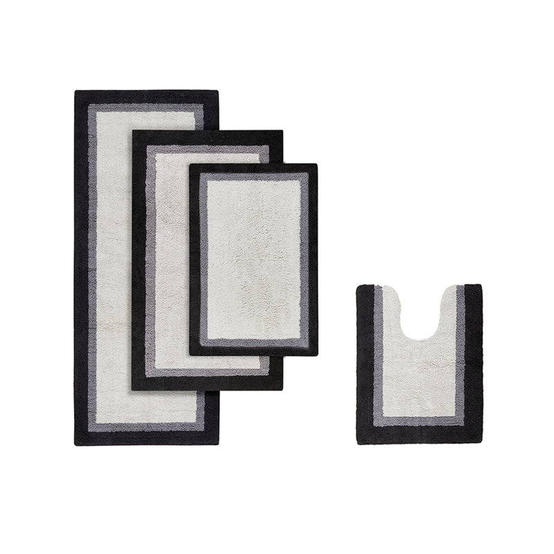 Tapis de bain doux et absorbant en coton touffeté, 20 po x 30 po, Noir