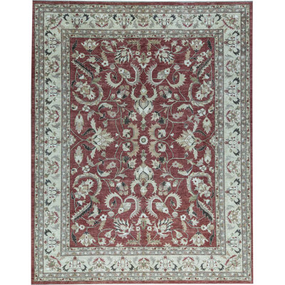 Wool Oriental Area Rug in Rust/Ivory