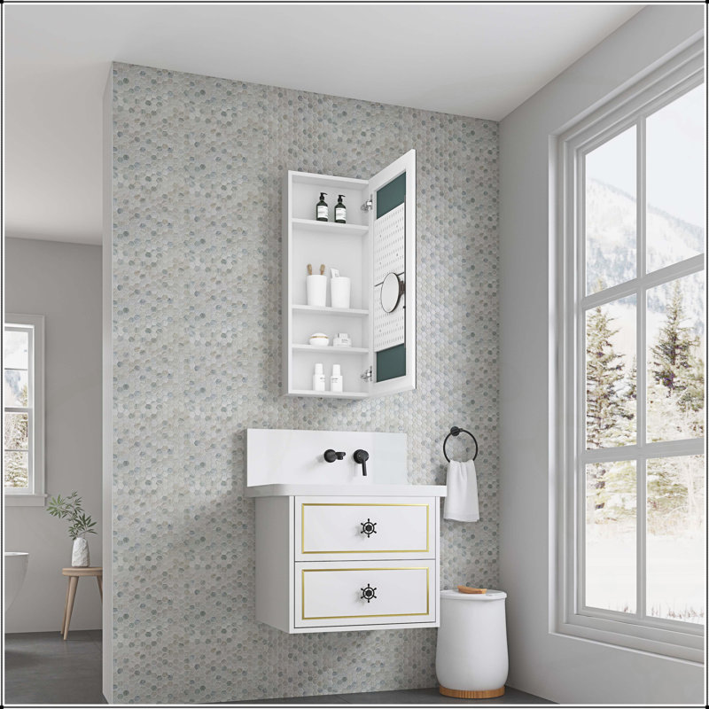 Armoire à pharmacie élégante et élégante avec miroir sans cadre et bords biseautés, 36 po x 15 po