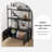 71" Arched Bookshelf with Doors,Industrial Bookcase with Sturdy Metal Frame, Vintage Display Shelving Unit, Black Geometric Book Shelf for Lving Room, Bedroom, Home Office-1997499383