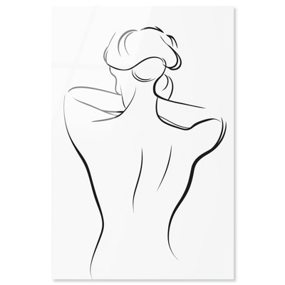 Art mural minimaliste «Woman in Contour II» par Art Remedy, prêt à accrocher