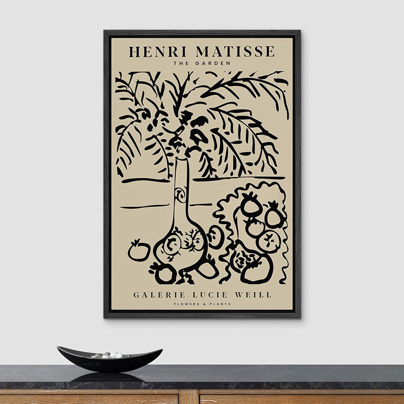 «The Garden» par Henri Matisse - cadre flottant, impression sur toile, Cadre noir, H 24 po x l 16 po x P 1,5 po