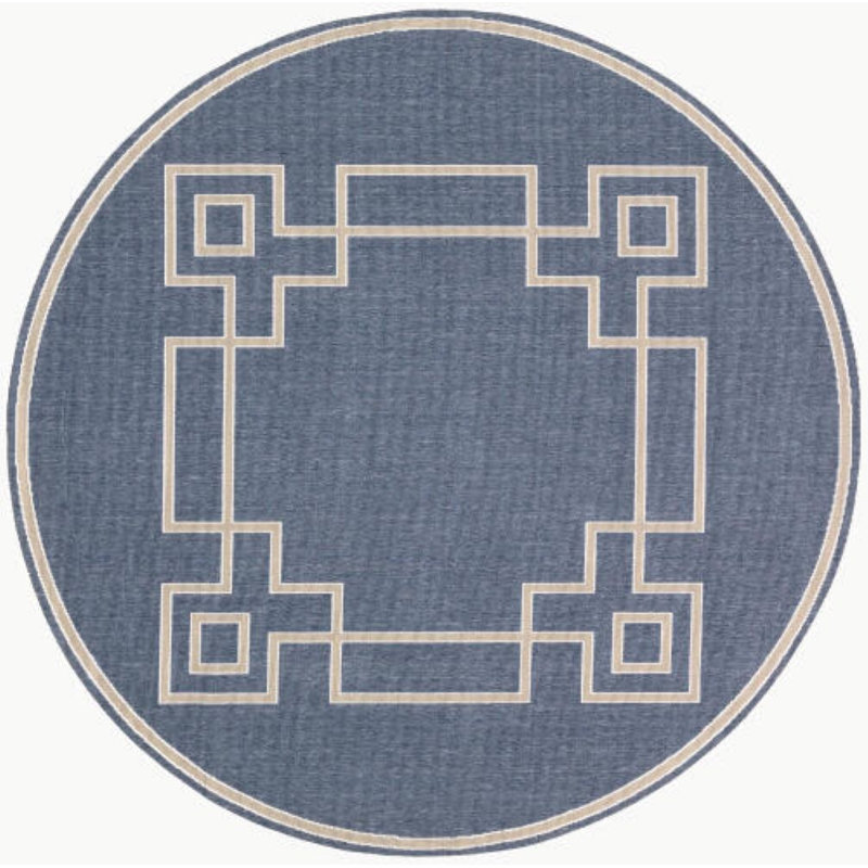 Amherst Geometric Power Loomed Indoor Outdoor Area Rug, Round 5'3"