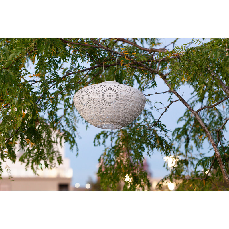 White Ceramic Hanging Winter Candle Lantern