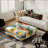 Square Modern Glass Coffee Table & 22'' H Graffiti Abstract Art End Table 2-Piece Set