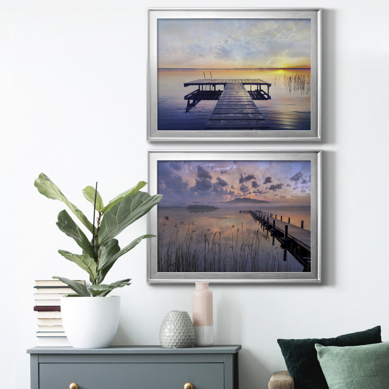 Evening Calm - ensemble de 2 reproductions de cadres photo, H 36,5 po x l 53 po x P 1 po, Argent