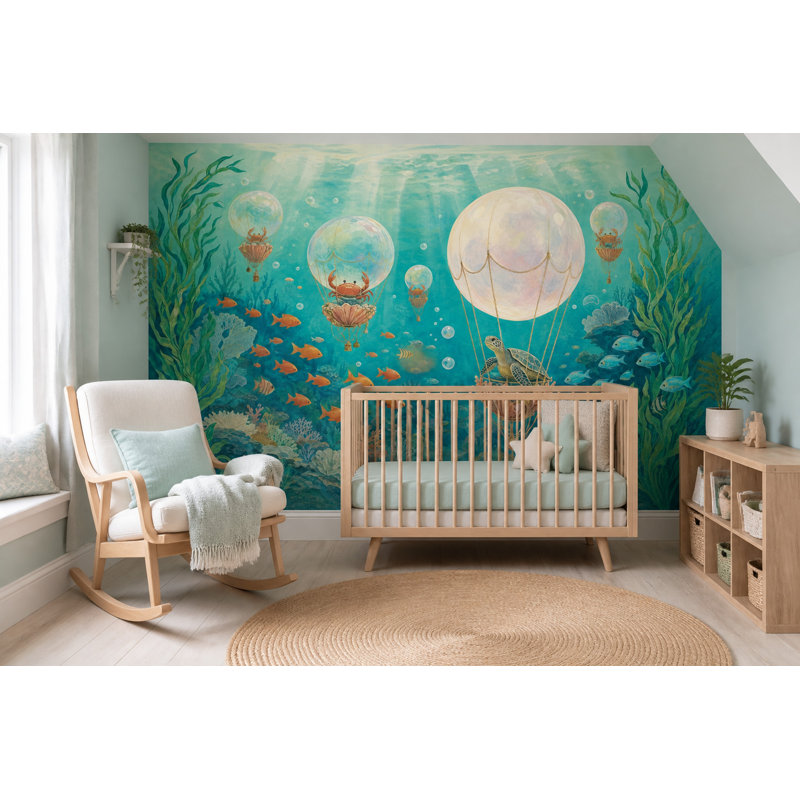 Murale sous-marine de tortue de mer, 140"x108", Non-Woven Nonpasted