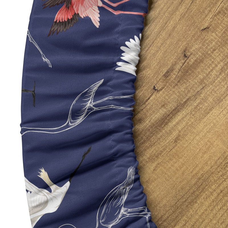 Mercer41 Navy Blue Fitted Round Tablecloth Indigo Multicolor