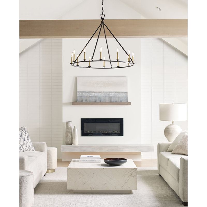 Chapman & Myers Darlana Medium Single Ring Chandelier, 31.5" H x 40" W x 40" D, Aged Iron