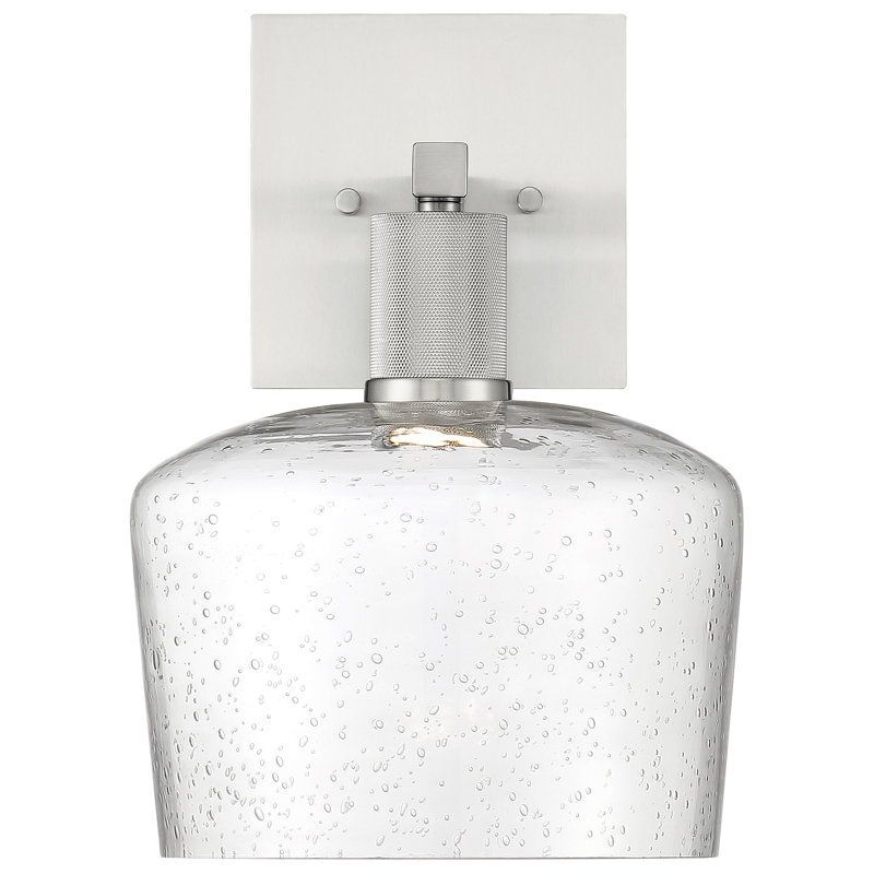 Abdulkhalid LED Wall Sconce - Seeded Glass - Dedicated LED, Brushed Steel