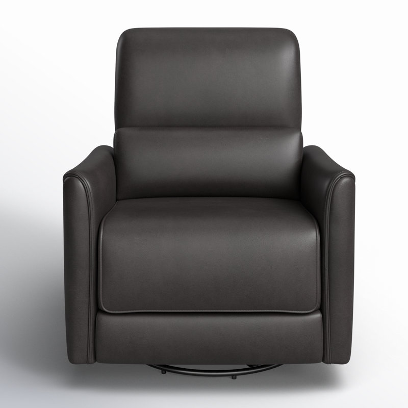 Santo Genuine Leather Swivel Power Recliner, Impression Dark Grey Top Grain Leather