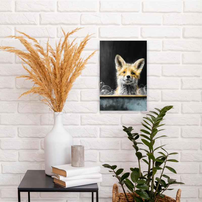 Fox In Bathtube 6 by Justyna Jaszke - Wrapped Canvas Print, 45.72 cm H x 30.48 cm W