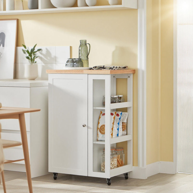 Kingon Wood Kitchen Island, White