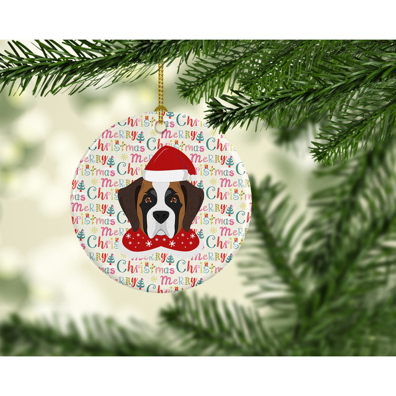 Ornement suspendu Saint Bernard Merry Christmas