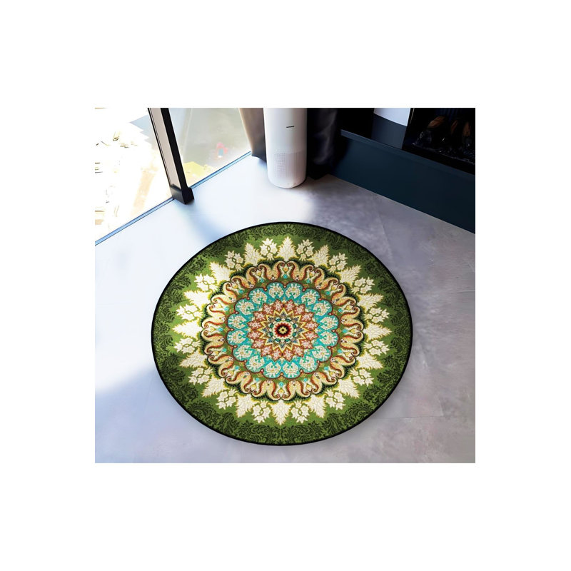 Tapis rond rond lavable à la machine, Sous-tapis rond 3 pi 3 po inclus