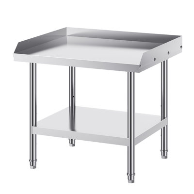 SUS201 Stainless Steel Work Table 24 x 28 Inch 1 Piece Silver with Backsplash