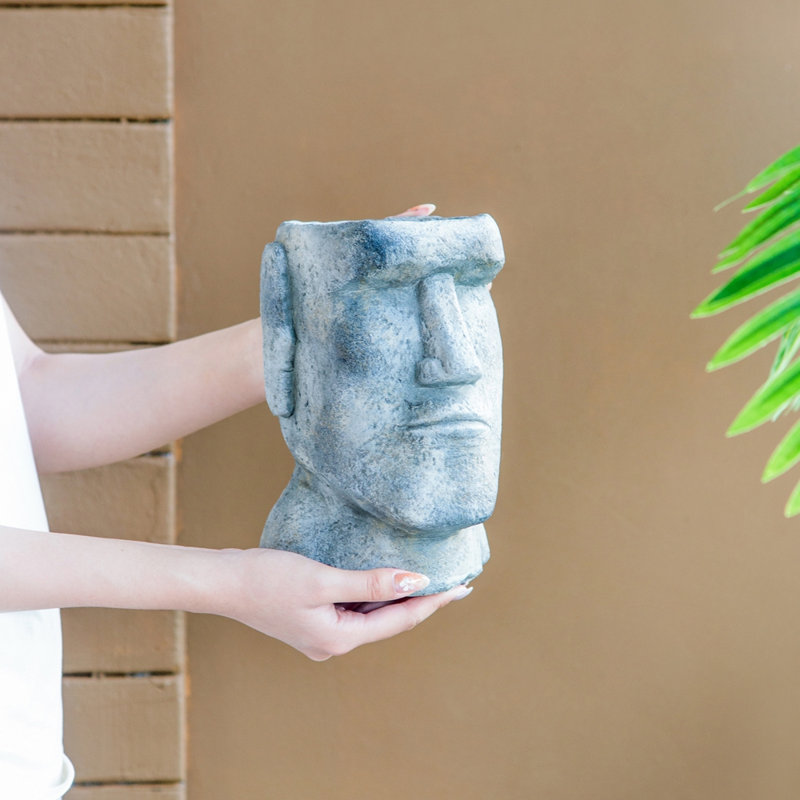 5x5.5x9in Easter Island Cement Planter