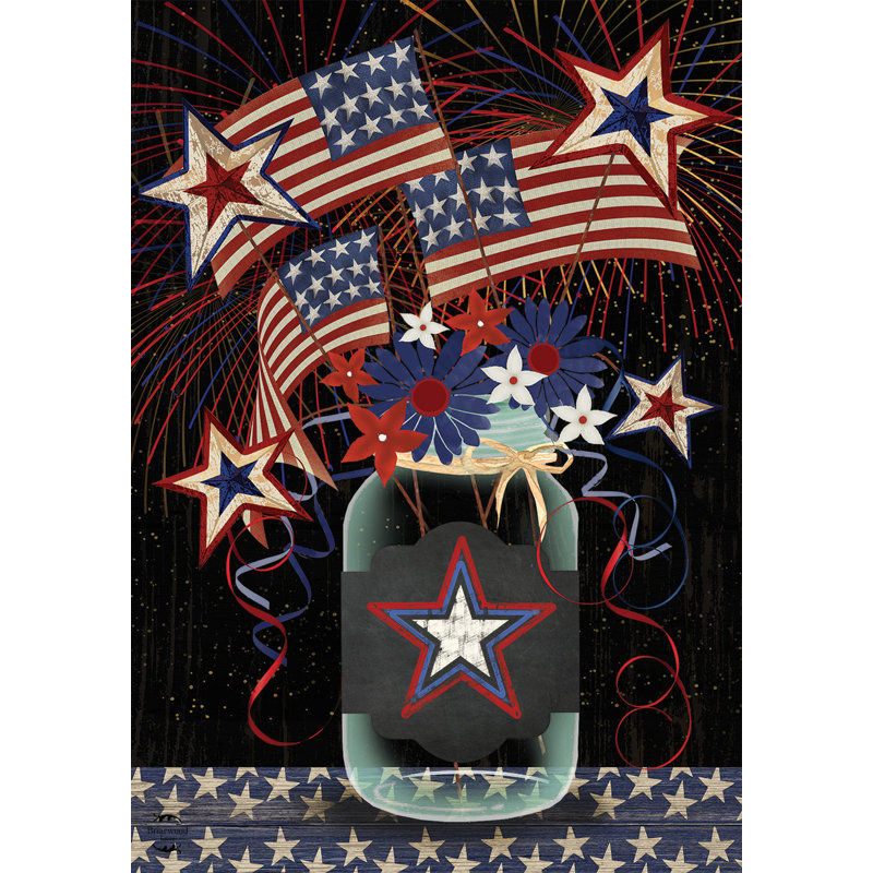 Drapeau de jardin patriotique américain Mason Jar