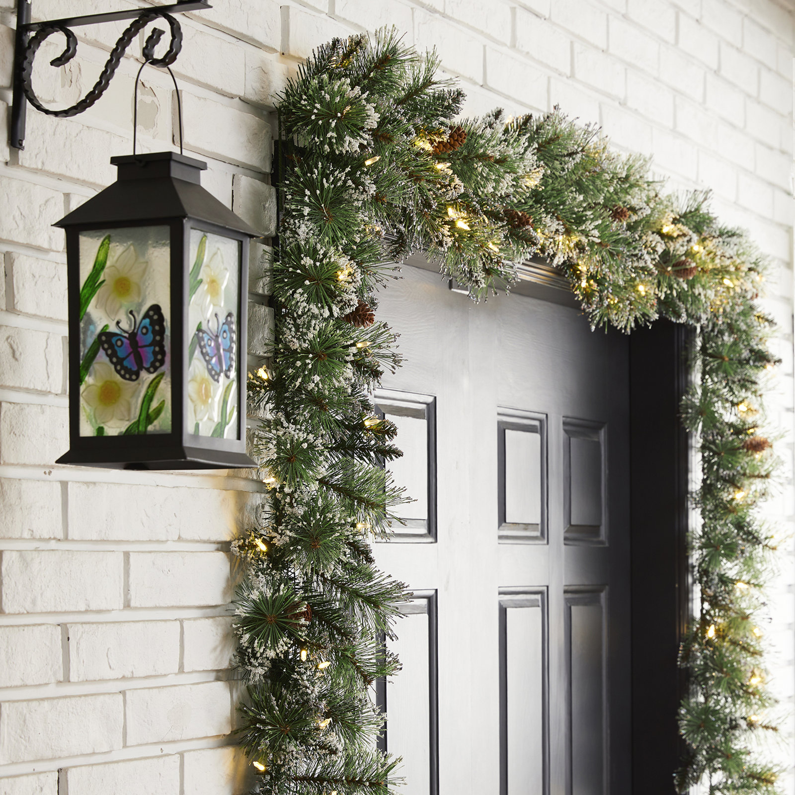 108" Frosted Pre-Lit Christmas Garland, 9'