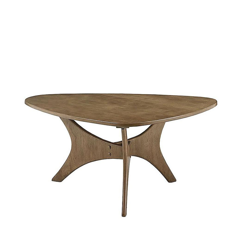 Élégante table basse triangulaire en bois avec finition en orme naturel et outils d'assemblage inclus