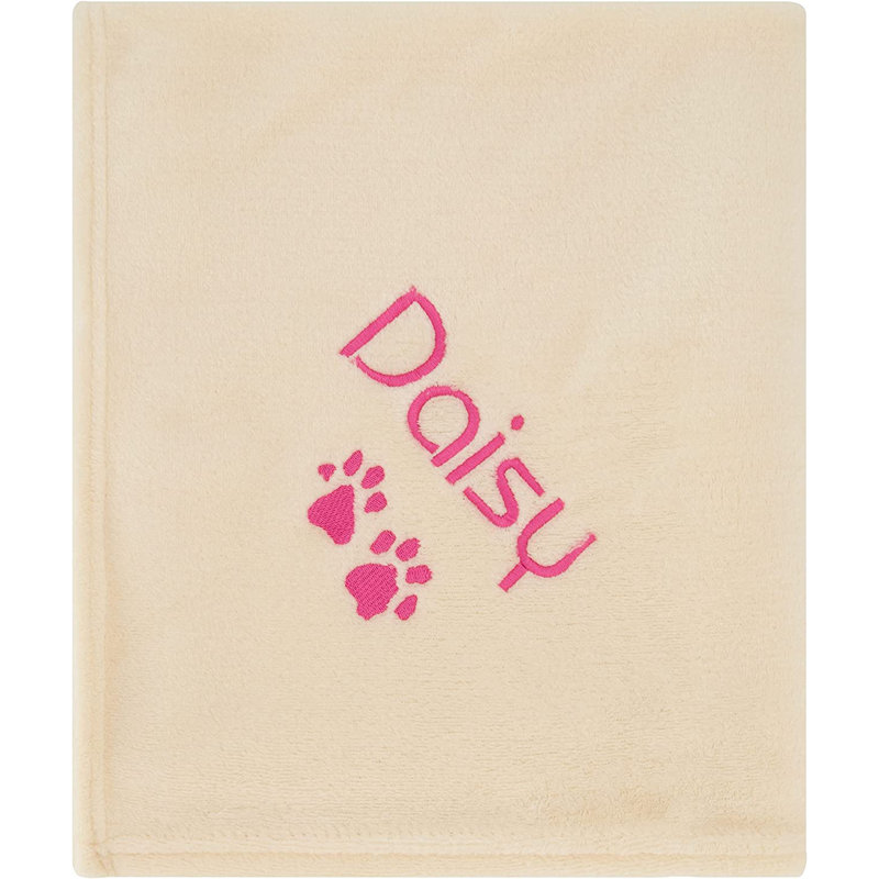 Couverture personnalisée avec nom et pattes, 40 po x 28 po, Oui, Crème